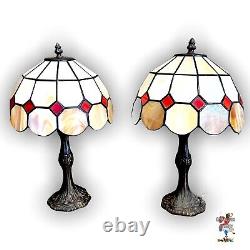 Tiffany style lamp pair art deco