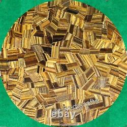Tiger Eye Stone Random Work Coffee Table Top Round Marble Patio Table 30 Inches