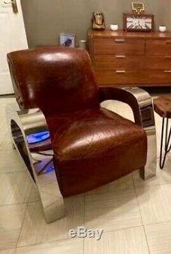 Timothy Oulton / Halo Living Aviator Leather Rocket Armchair / Club Chair