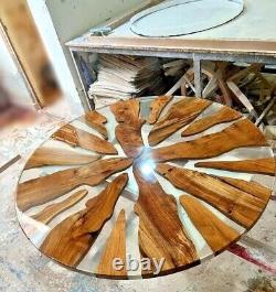 Tranparent Acian Wooden Top Epoxy Table Interecens Cafeteria Bar Handmade Decors