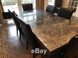 Travertine dining table with 8 Chairs and Side unit