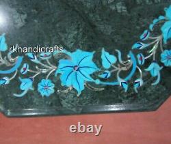 Turquoise Stone Coffee Table Top with Inlay Work Green Marble Entryway table