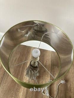 Twisted Glass Table Lamp With Envy Green Lampshade, New, RRP £200