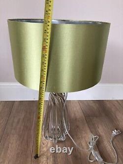 Twisted Glass Table Lamp With Envy Green Lampshade, New, RRP £200