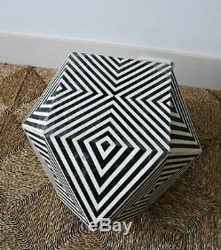 Unusual Indian Moroccan Geometric Op Art Side Hall Coffee Sofa Chair Lamp Table