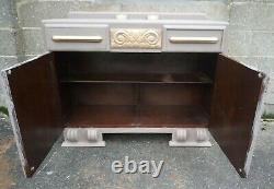 Unusual Painted Grey And Gold Wooden Art Deco Sideboard/Buffet