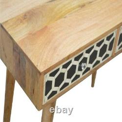 Unusual Quirky Bone Inlay Art Deco Retro Vintage Style Solid Wood Console Table