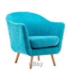 Upholstered Tub Chair Armchair High Wing Back Grey/Blue Seat Occasional Accent