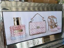 Valentino 3D Perfume Bottle Liquid Glitter Art Picture in Mirror frame