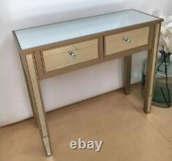 Valetta mirrored Champagne edged drawer console dressing table width 90cm
