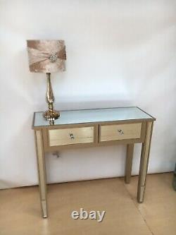 Valetta mirrored Champagne edged drawer console dressing table width 90cm