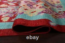 Vegetable Dye Abstract Art Deco Style Oriental Area Rug Wool Silk Handmade 10x13