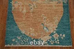 Vegetable Dye Art Deco Style Oushak Turkish 3x4 Rug Hand-knotted Wool Carpet