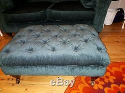 Velvet 1930s style Sofa, Armchair, Footstall, Immaculate Condition sofasofa. Com