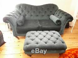 Velvet 1930s style Sofa, Armchair, Footstall, Immaculate Condition sofasofa. Com