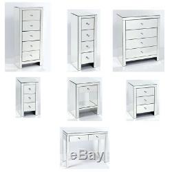 Venetian Mirrored Bedroom Furniture Wide Narrow Chest of Drawers Bedside Cabinet