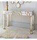 Verbier Large Modern Bevelled Mirrored Console Table Painted Gold Finish 31x16