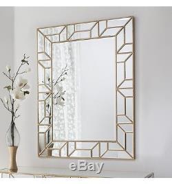 Verbier Large Rectangle Overmantle Modern Painted Gold Wall Mirror 118cm x 89cm