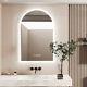 Vertical Arch-shape Led Bathroom Mirror Backlit Frameless Lighted Mirror With Time