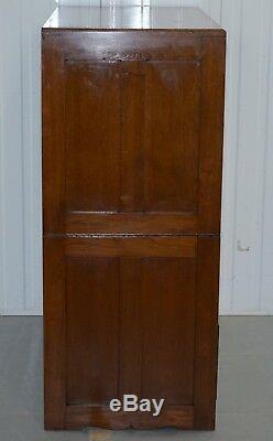 Very Large 136cm Tall Solid Panelled Teak Military Campaign Chest Of Drawers