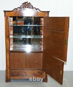 Very Rare Stunning Full Sized Walnut Victorian Drinks Cabinet + Internal Light