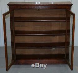 Victorian Library Bookcase In Mahogany With Glazed Doors 108cm Tall 106cm Wide