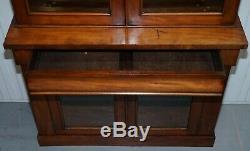 Victorian Mahogany Glass Doored Library Bookcase Cabinet With Single Drawer