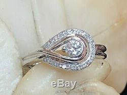 Vintage 10k Gold Diamond Ring Engagement Art Deco Style Appraisal Signed Ksj