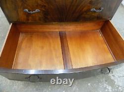 Vintage, 1930's, Deco, mahogany, bow front, tall boy, drawers, cupboard, cabriole legs