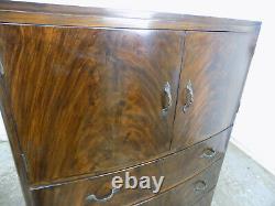 Vintage, 1930's, Deco, mahogany, bow front, tall boy, drawers, cupboard, cabriole legs