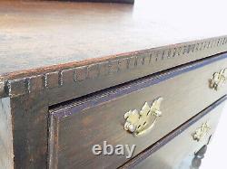 Vintage, 1930's, small, low, oak, 2 drawer, chest of drawers, drawers, turned legs, brass