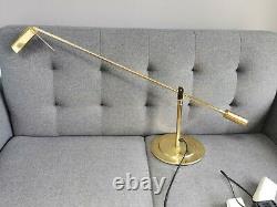 Vintage 1970s gold plated 3ft Boom Arm Desk Lamp Cantilever adjustable head