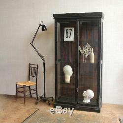 Vintage Antique Ebonised Fully Glazed Cabinet Cupboard Medical Cabinet