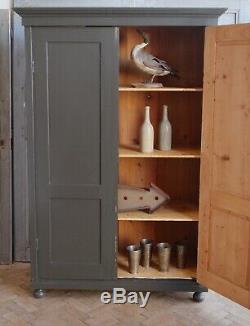Vintage Antique Painted Larder Linen Press Cupboard Armoire Cabinet