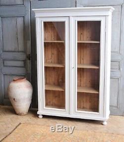 Vintage Antique Painted Larder Linen Press Fully Glazed Cupboard Armoire Cabinet