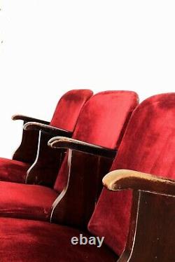 Vintage Art Deco Folding Cinema Theatre Seats Bench Chairs 1950 sets of 2-3-4