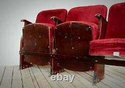 Vintage Art Deco Folding Cinema Theatre Seats Bench Chairs 1950 sets of 2-3-4
