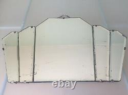 Vintage Art Deco Frameless 5-Panel Fan Wall Mirror Bevelled 1930s 40s Chain 50cm