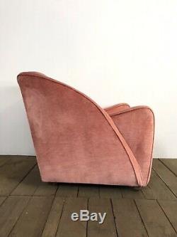 Vintage Art Deco Pink Velvet Armchair