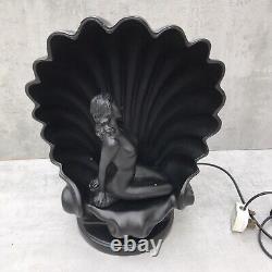 Vintage Art Deco Style Artistic Nude Woman in Sea Shell Aphrodite Accent Lamp