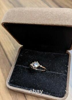 Vintage / Art Deco Style Engagement, Promise Ring, 14K Rose Gold with Moonstone