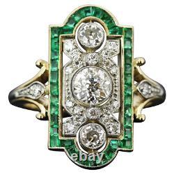 Vintage Art Deco Style Green Gemstone Engagement Fashion Ring With 925 Silver