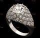 Vintage Art Deco Style Round Cut Cz Engagement Ring In Sterling Silver For Women