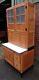 Vintage Art Deco Antique Oak Enamel Tambour Front Kitchen Cabinet Pantry Larder
