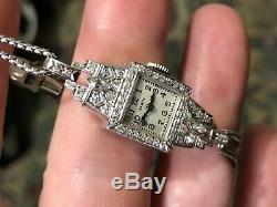 Vintage Art Deco style Ladies Elgin Platinum & Diamond Watch