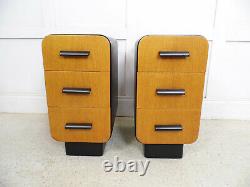 Vintage Art deco Czech furniture CC41 Curved bedside cabinets Halabala 1940s