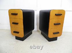 Vintage Art deco Czech furniture CC41 Curved bedside cabinets Halabala 1940s