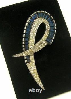 Vintage BOUCHER Blue Baguette and Rhinestone Deco Style Brooch