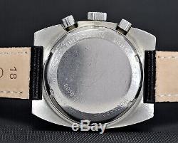 Vintage BWC Chronograph Landeron 248, steel case, Black Dial, 70's gents watch