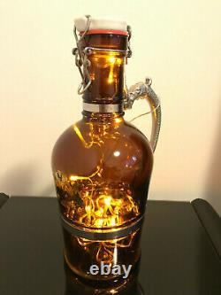Vintage Bottle Lamp Retro Amber Beer Bottle Art Desk Table Lamp